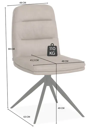 Stuhl - drehbar, Stoff, Taupe