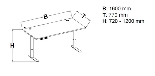 Schreibtisch - höhenverstellbar, LB ca. 160x77 cm, Artisan Eiche Nachbildung, Schwarz