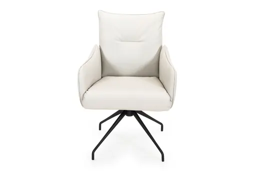 Armlehnstuhl - drehbar, Leder, Silbergrau