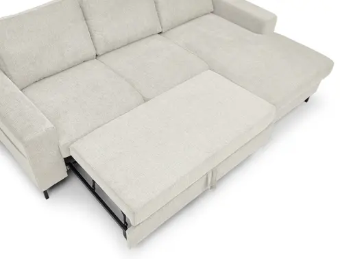 Ecksofa - 2-Sitzer mit Longchair rechts, Stoff, Creme