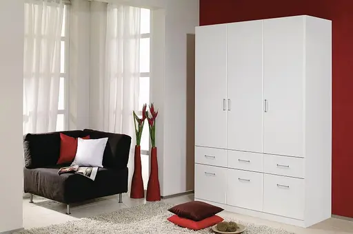 Drehtürenschrank- B ca. 136 cm, Weiß