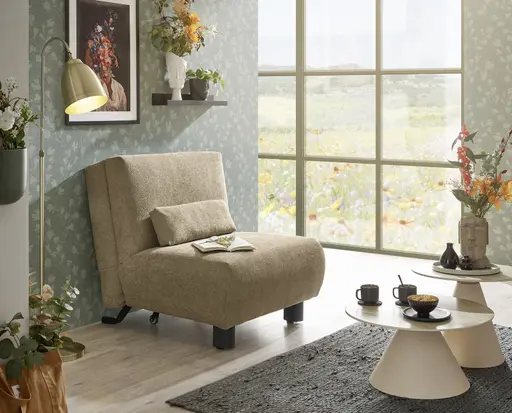 Faltsessel EBBY - ohne Armlehne inkl. Schlaffunktion, Stoff, Braun