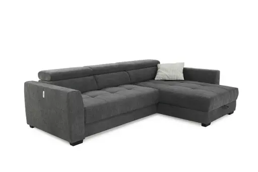 Ecksofa - 2-Sitzer, Ecke rechts, Stoff, Dunkelgrau
