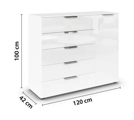 Kommode RIPP- Weiß, Glas, Weiß