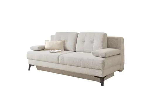 Schlafsofa EM Mons - mit Bettkasten, Stoff Beige