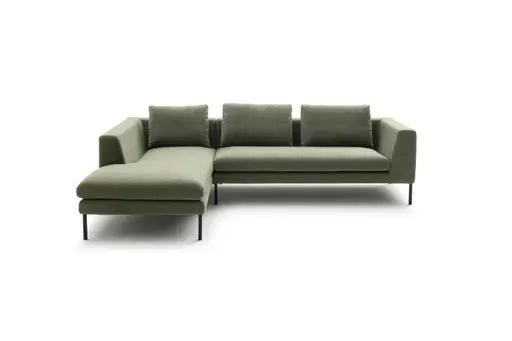 Ecksofa Helmi - Longchair links, 2,5-Sitzer, Stoff, Eukalyptus
