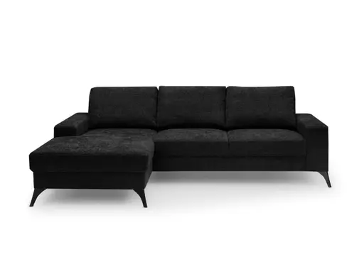 Ecksofa - Ecke links, 2-Sitzer, Stoff, Schwarz