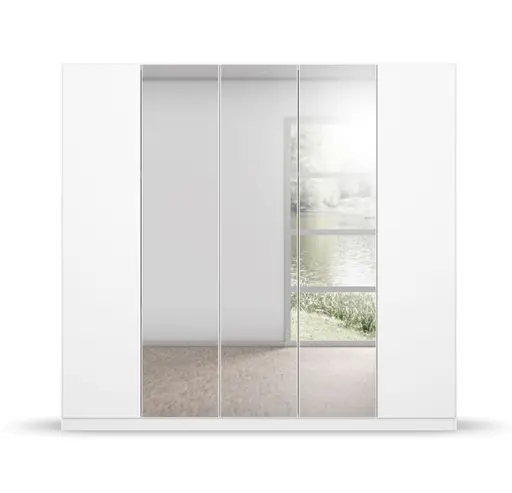 Falttürenschrank RADEM- B ca. 226 cm, Weiß, Spiegel