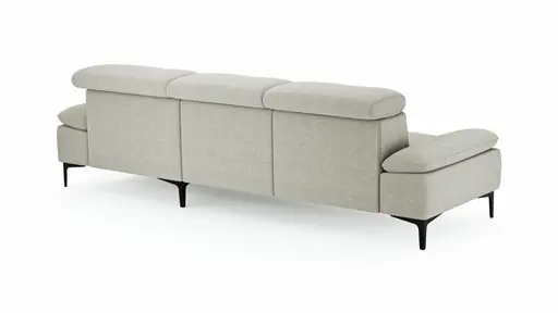 Ecksofa Felipa - 2,5-Sitzer mit Longchair rechts inkl. Kopfteil verstellbar, Stoff, Natur
