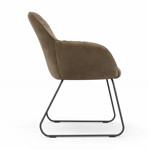 Armlehnstuhl Noli - Stoff, Sand, Kufe