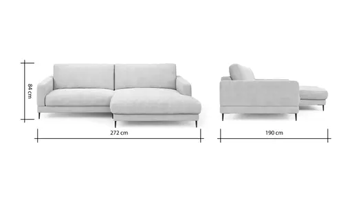 Ecksofa Janne - 1,5-Sitzer, Longchair rechts, Cord, Offwhite