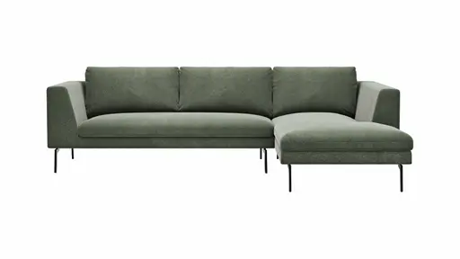 Ecksofa Helmi - 2,5-Sitzer, Longchair rechts, Stoff, Eukalyptus