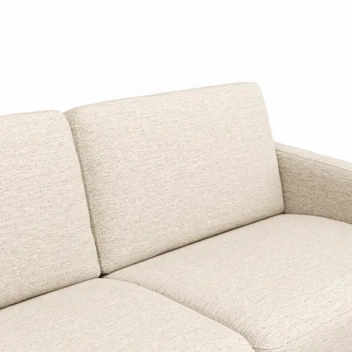 Ecksofa Nuoro - Longchair links mit 2-Sitzer inkl. Schlaffunktion und Bettkasten, Stoff, Beige