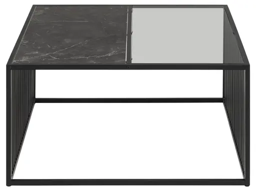 Couchtisch - LB ca. 80x80 cm, Marmoroptik, Schwarz