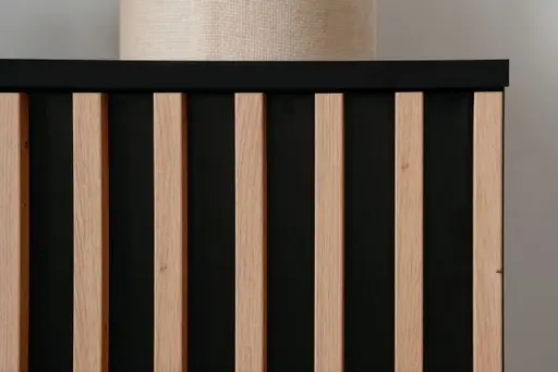 TV-Lowboard - B ca. 138 cm, Schwarz, Artisan Eiche Nachbildung