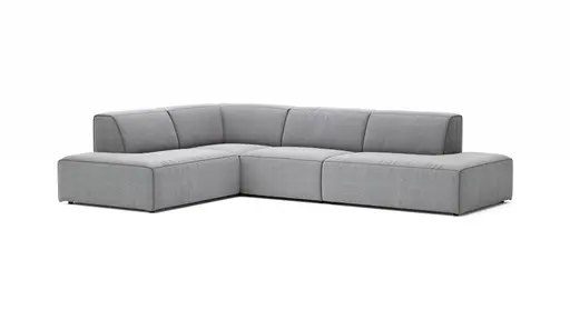 Ecksofa Elementos - Ecke links mit 1-Sitzer und Abschlusselement, Stoff, Grau