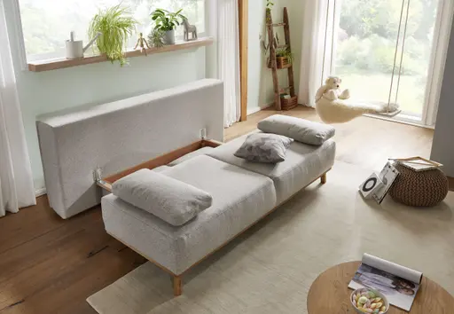 Querschläfer EM Korsika - 2-Sitzer mit Schlaffunktion inkl. Bettkasten, Stoff, Beige