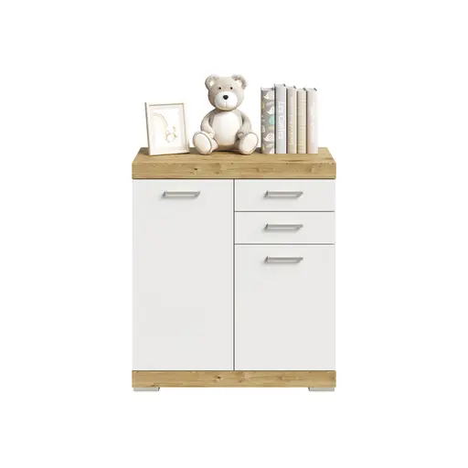 Kommode - Eiche Dekor, Weiß 