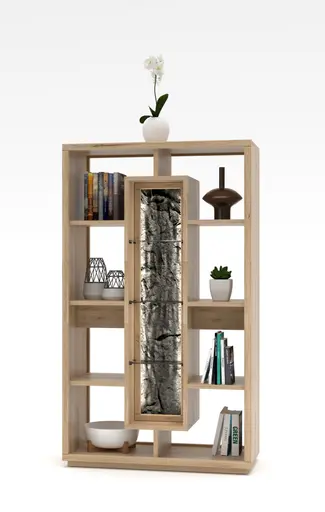 Raumteiler - mit Beleuchtung, Wildeiche massiv