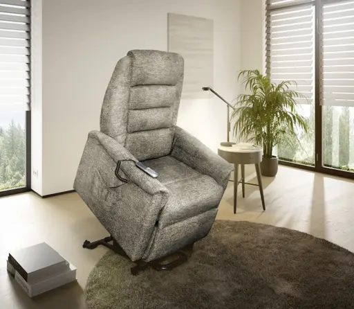 TV-Sessel MYRON - Aufstehhilfe, Relaxfunktion, Kopfteilverstellung, Stoff, Braun