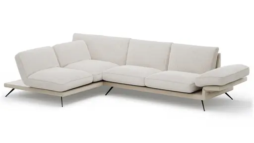 Ecksofa Valdemoro - Longchair mit 2,5-Sitzer rechts inkl. Rückenlehne verstellbar, Stoff, Creme