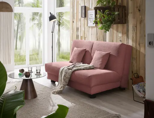 Schlafsofa EASY Optik A - 2-Sitzer ohne Armlehne, 140 cm inkl. Schlaffunktion, Cord, Rot