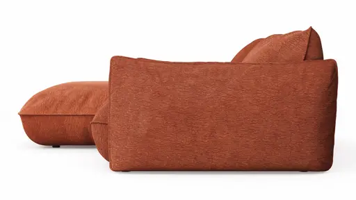 Ecksofa Fluffy - 2,5-Sitzer mit Longchair rechts inkl. Rückenlehne verstellbar, Stoff, Kupfer