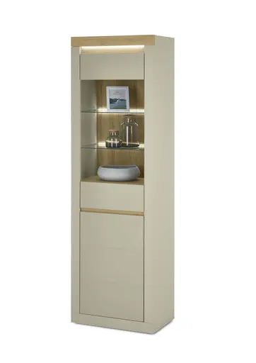 Vitrine - mit Beleuchtung, B ca. 64 cm, Kaschmir, Stone Eiche Nachbildung