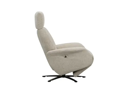 Sessel Liam - Relaxfunktion, Stoff, Ecru