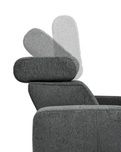 Ecksofa JANKO - 1-Sitzer mit Longchair rechts, Relaxfunktion motorisch, Stoff, Dunkelgrau