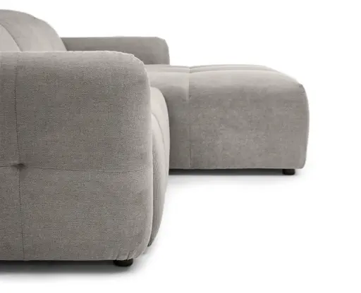 Ecksofa MADAN - 1,5-Sitzer mit Longchair rechts, Sitztiefe verstellbar motorisch, Kopfteil verstellbar, Stoff, Truffle