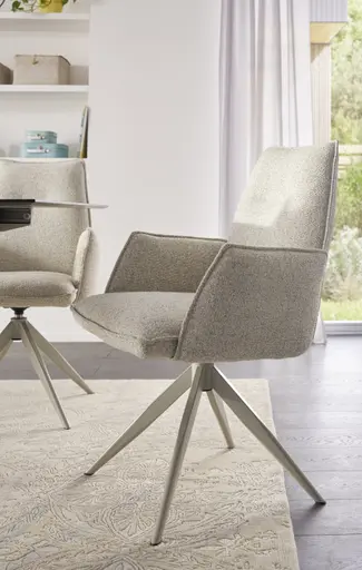 Armlehnstuhl Dinner - drehbar, Stoff, Champagner