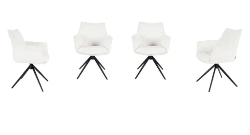 Armlehnstuhl MAIKE - drehbar, Stoff, Weiß