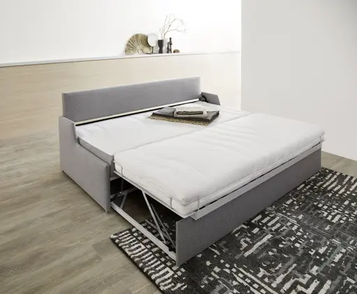 Sofa - 2-Sitzer, Schlaffunktion, Stoff, Grau