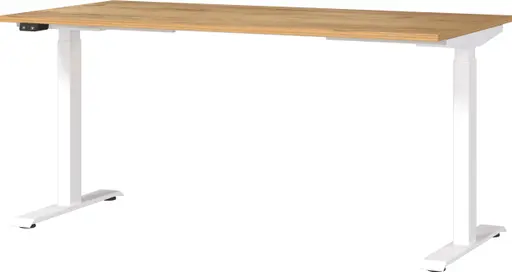 Schreibtisch GELI - höhenverstellbar, LB ca. 160x80 cm, Eiche Nachbildung, Weiß