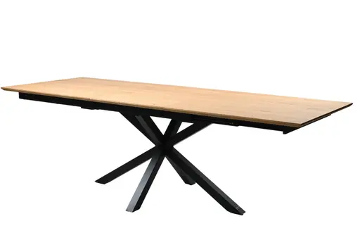 Esstisch MAKAIO - ausziehbar, LB ca. 180x90 cm, Eiche Furnier, Schweizer Kante, Schwarz