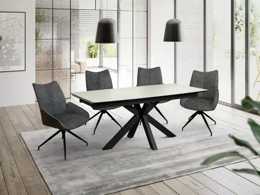 Esstisch MELANIA - ausziehbar, LB ca. 180x95 cm, Glaskeramik, Travertin farbig