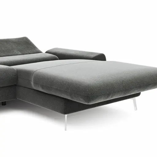 Ecksofa Gotera - 1,5-Sitzer med + 1,5-Sitzer med mit Longchair groß rechts inkl. Schlaffunktion (teilmotorisch), Armlehne klappbar, Rückenlehne verstellbar  und einmal Relaxfunktion (teilmotorisch), Stoff, Anthrazit