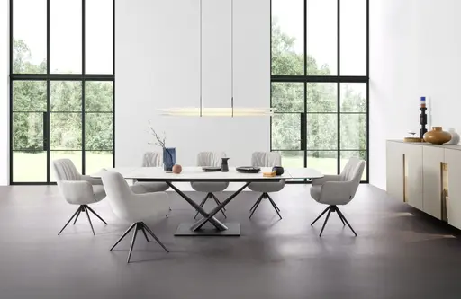 Armlehnstuhl Mis Legere - Boucle, Natur, Stativ, Anthrazit