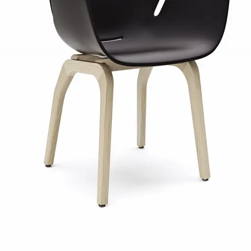 Armlehnstuhl Tooon - Kunststoffschale, Schwarz, Gestell Holz