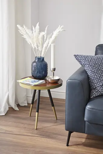 Ecksofa Oviedo - 2-Sitzer mit Ecke rechts, Leder, Dunkelblau