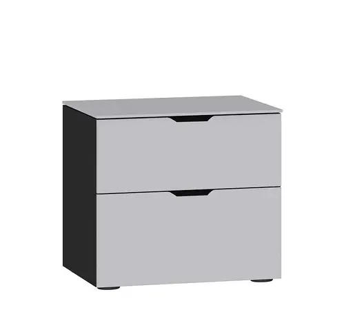 Nachtkommode JOIN IT- Glas, Hellgrau, Matt, Schwarz