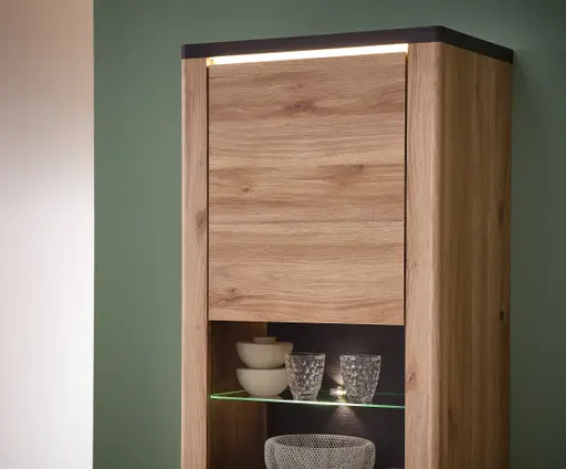 TV-Lowboard - mit Beleuchtung, B ca. 199 cm, Eiche Nachbildung, Eiche dunkel Nachbildung