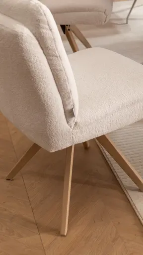 Stuhl Evania - Dreh und Relax-Funktion, niedriger Rücken, Stoff, Creme