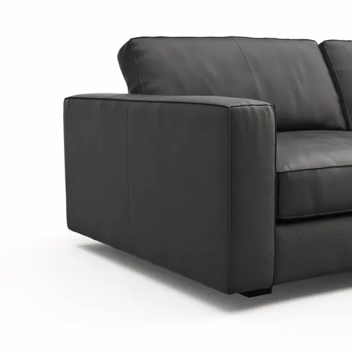 Sofa Aprino 2 - 3,5-Sitzer L, Dickleder, Schwarz, Armlehne Block schmal
