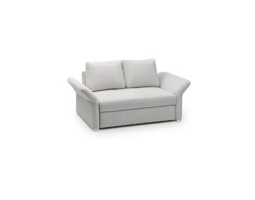 Sofa JORDEN - 1,5-Sitzer inkl. Schlaffunktion mit Bettkasten, verstellbare Armlehnen, Stoff, Beige