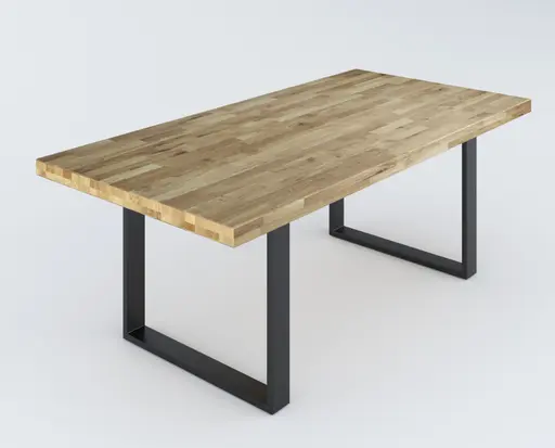 Esstisch - LB ca. 240x100 cm, Eiche; Massiv, Geölt, Grade, Metall, Schwarz