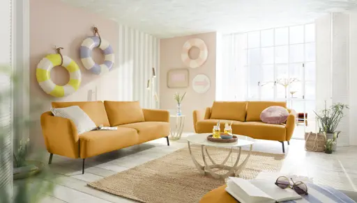 Sofa CARLLOTA - 2,5-Sitzer, Stoff, Kurkuma