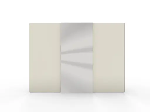 Schiebetuerenschrank Loretto - B ca. 304 cm, Lack, Hellgrau, Spiegel