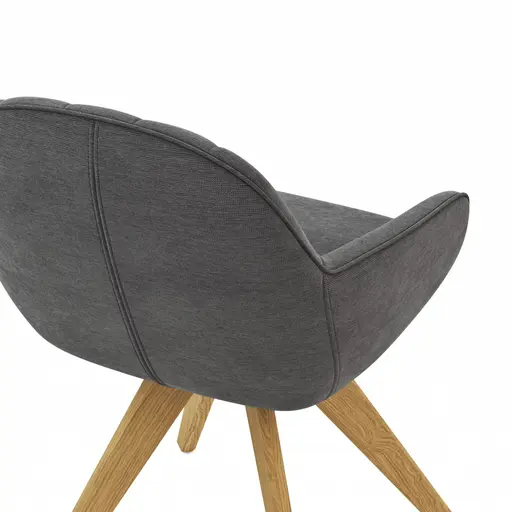 Polsterstuhl Dinner - drehbar, Stoff, Dunkelgrau